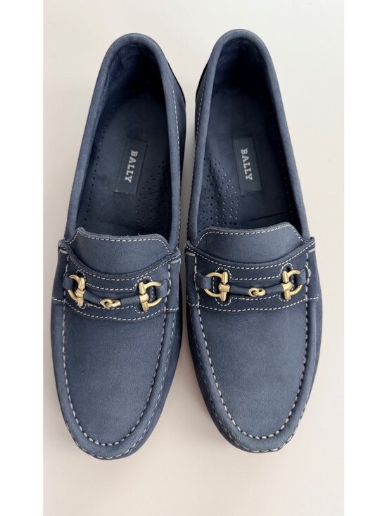 Bally Mens Navy Suede Loafers With Gold Horsebit Detailing Size 42.5 Italy main image 15